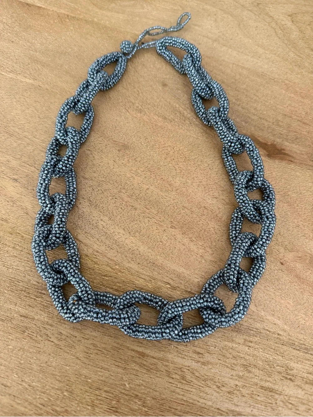 Source Unknown Gunmetal Beaded Link Necklace